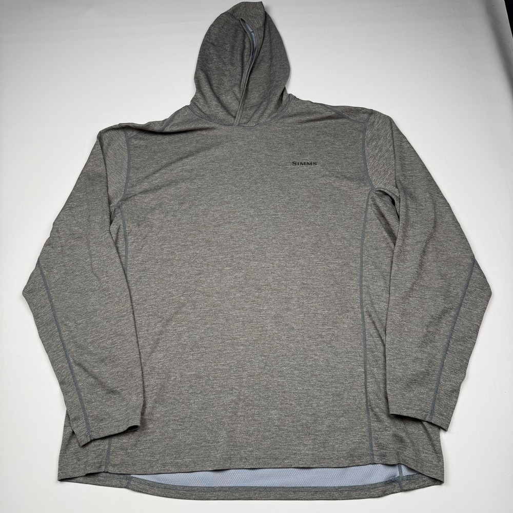 Simms Hooded Shirt Mens XL Gray Long Sleeve Fishing Performance Top
